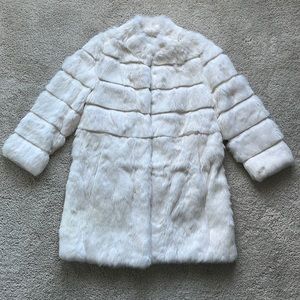 Genuine Rex Rabbit Fur 3/4 length Coat in Off White